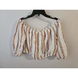 Forever 21 White Crop Blouse Off-Shoulder Size Large